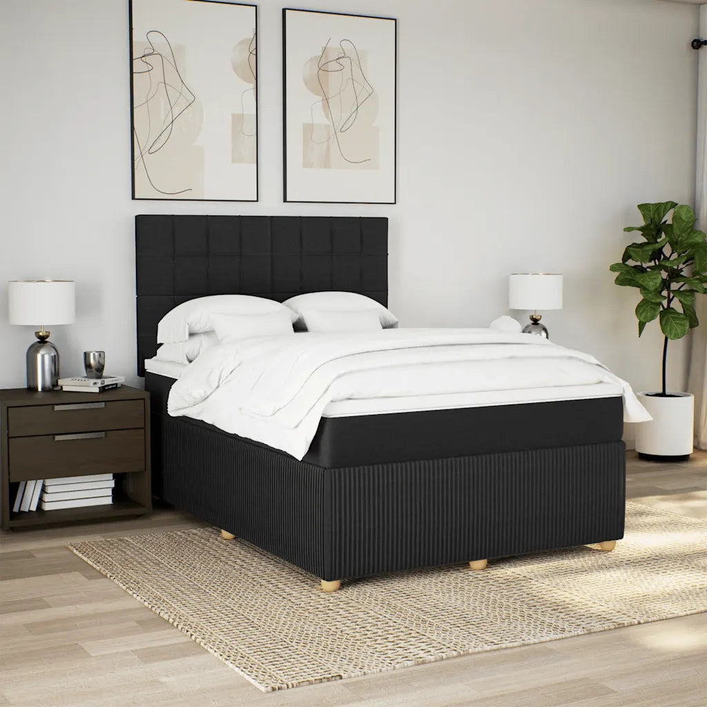 Giroletto a Molle con Materasso Nero 140x190 cm in Tessuto 3294353