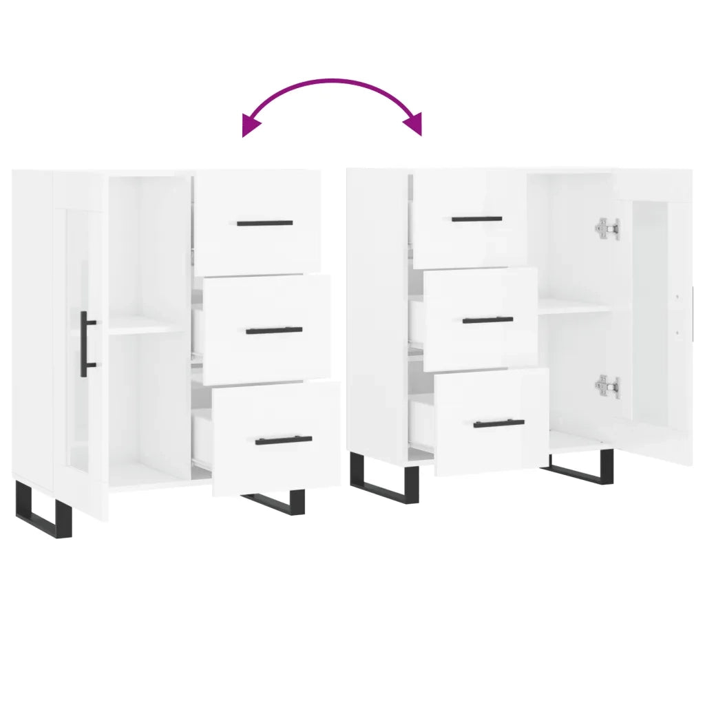 Credenza-Buffet-Armadio da cucina 69,5x34x90 cm in Legno Multistrato Bianco Lucido 199791