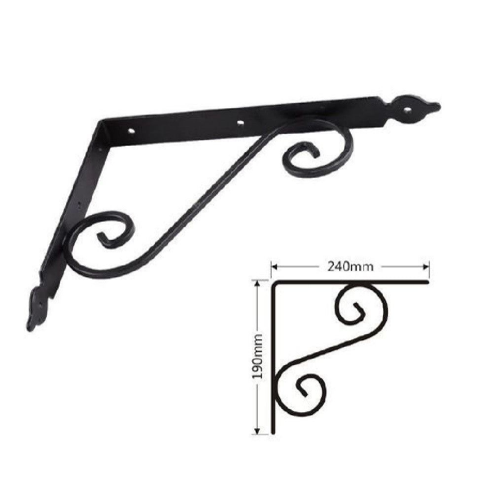 Trade Shop - Set 2 Pz Reggimensola Supporto Staffa Angoliere Fantasia 240x190 Mm Nera 91278 -