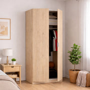 Guardaroba Artu, Mobile appendiabiti per camera da letto, Armadio a 2 ante battenti, 81x52h184 cm, Rovere