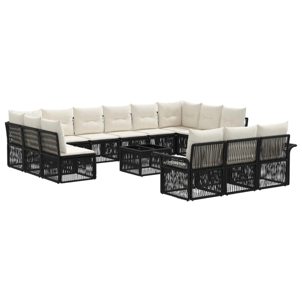 Set Divano da Giardino 14 pcs Nero polyrattan 3434983
