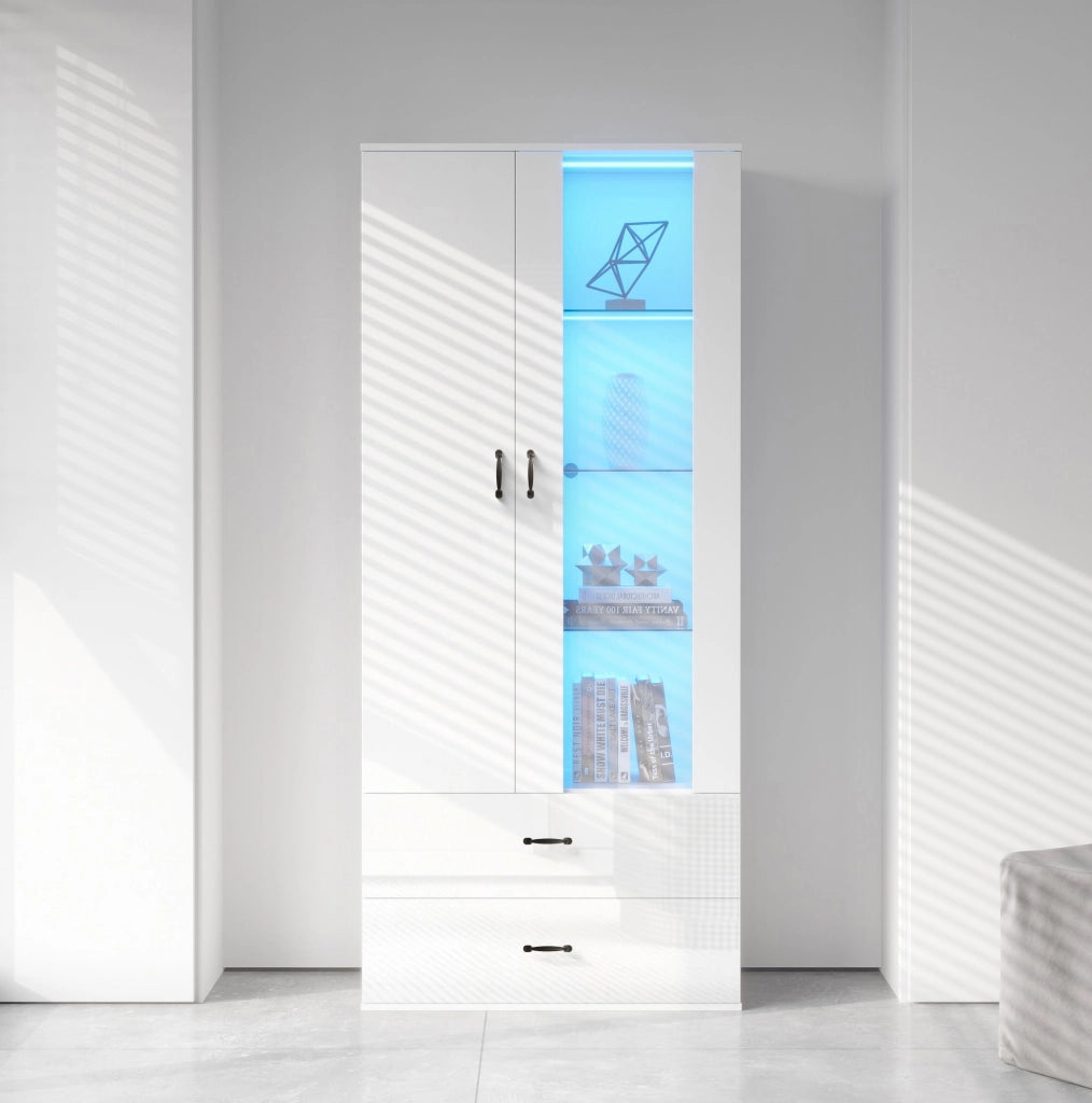 VETRINA 2 ante con LED 59,5x35x182 cm bianca in truciolare