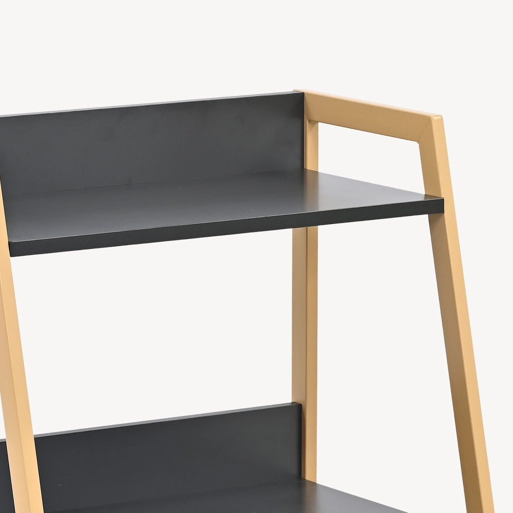 Scaffale da Terra Kuomi a 3 Ripiani con Telaio in Acciaio 84 x 53 x 47 cm - Beige/Grigio Scuro [en.casa]