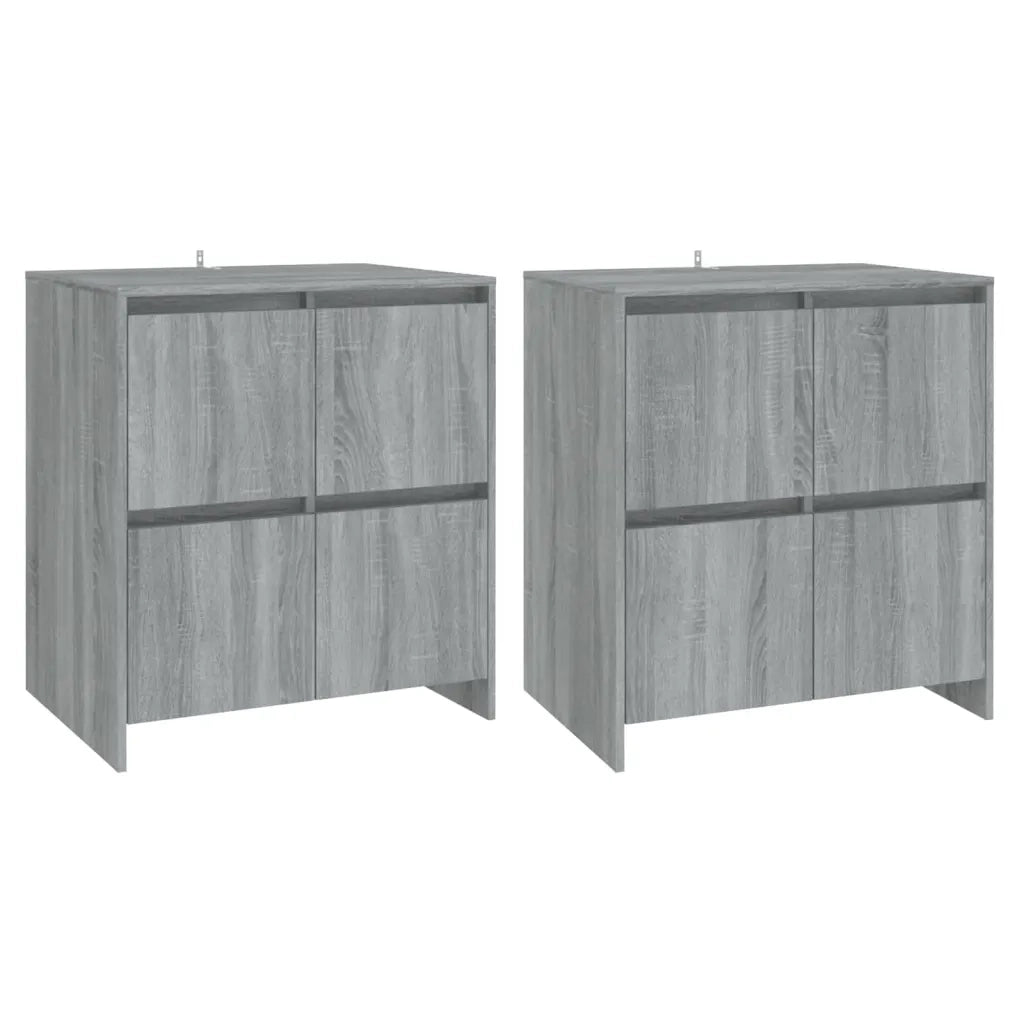 Credenze 2 pz Grigio Sonoma 70x41x75 cm in Legno Multistrato