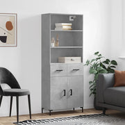 Credenza-Buffet-Armadio da cucina Grigio Cemento 69,5x34x180 cm in Legno Multistrato 529244