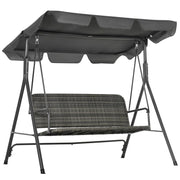 DONDOLO DA GIARDINO 3 POSTI CON TETTUCCIO REGOLABILE IN RATTAN PE 167X112X153 CM GRIGIO SCURO