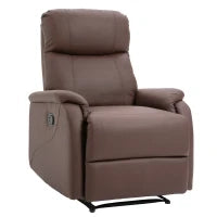 Poltrona Relax Manuale con Schienale Reclinabile 145° e Poggiapiedi in Pelle PU Marrone, 76x91x106cm