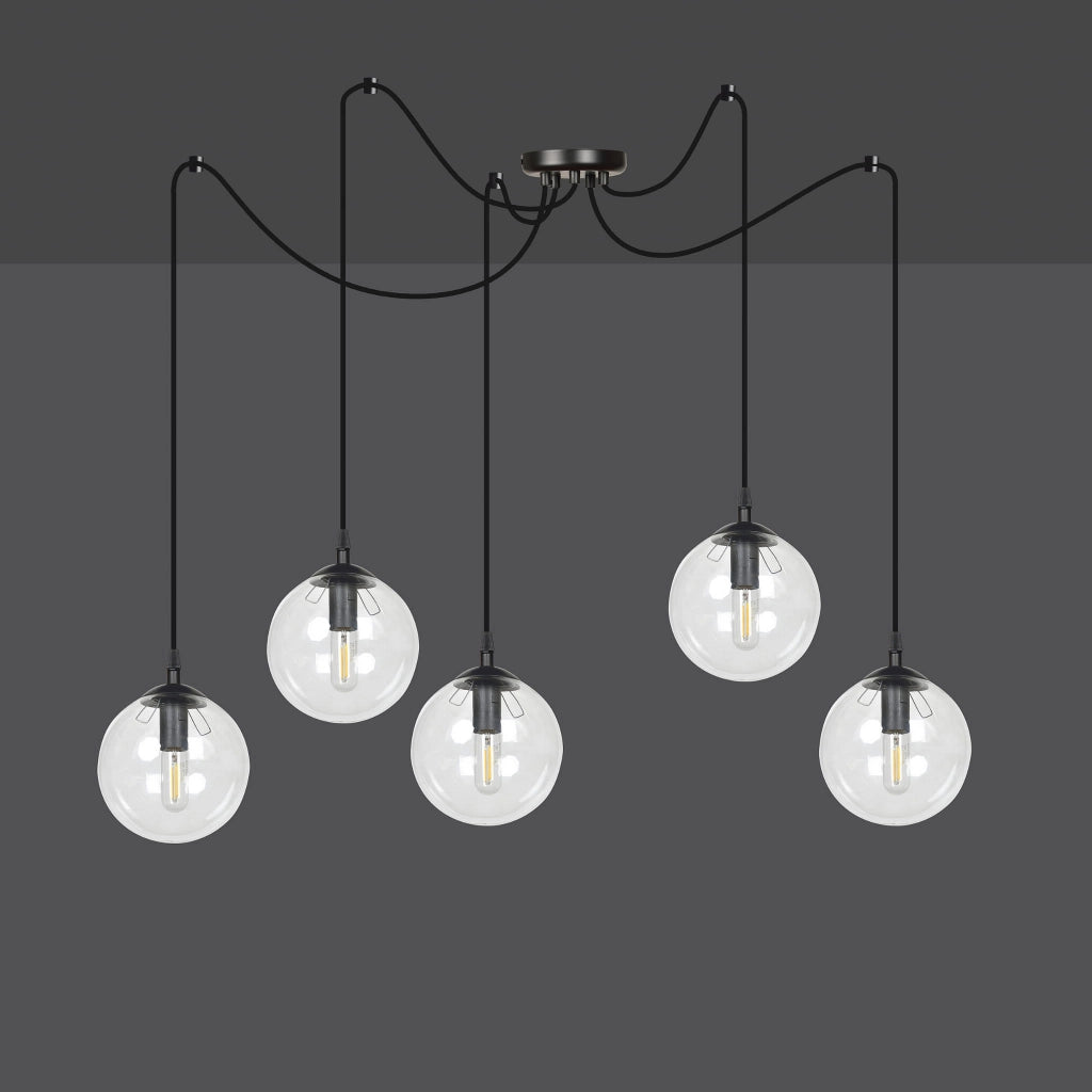Lampadario Emibig GIGI 5xE14 nero vetro trasparente IP20