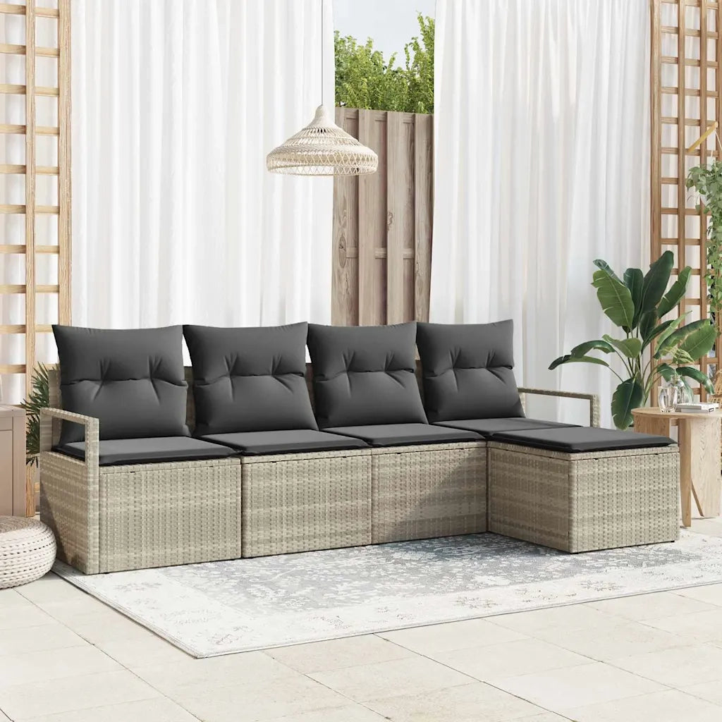 Set di divani con cuscino 5 pcs Grigio chiaro polyrattan 3346342