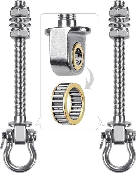 Hanger oscillanti con supporto - attrezzi per hardware in acciaio inossidabile - per travi in legno e metallo - ideali per lettini a sospensione e schiavi per yoga - 2 pezzi - contenitore per schiavo oscillante per veranda - 680 kg.