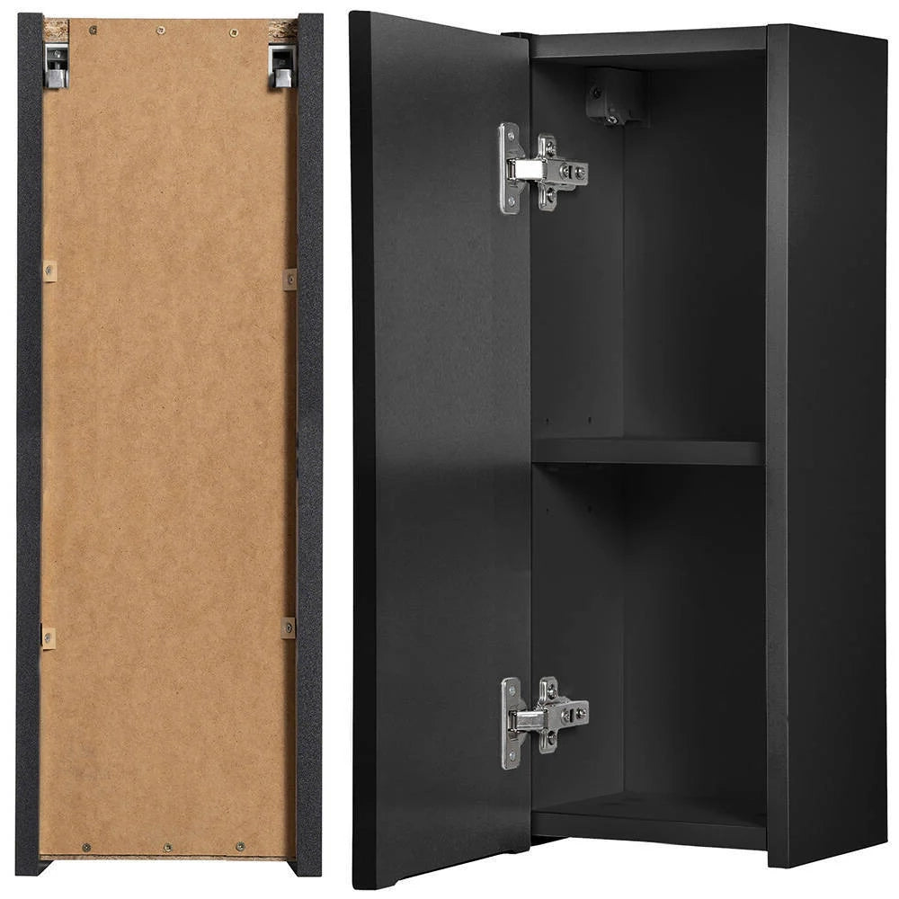 Mobiletto da bagno nero da parete 20 x 57 x 19 cm scaffale 03_0008895