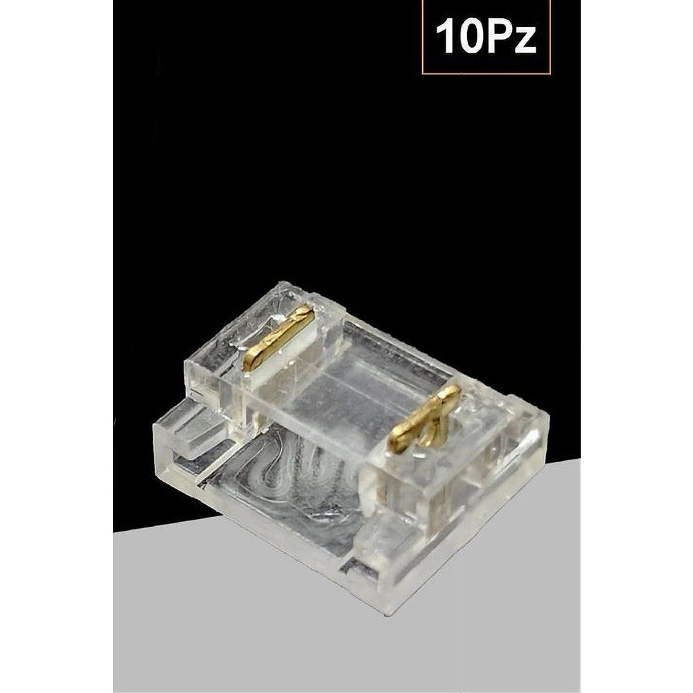 Trade Shop - Kit 10pz Connettore Trasparente Lineare Per Striscia Strip Led 2 Pin 8mm Cn8mm-d -