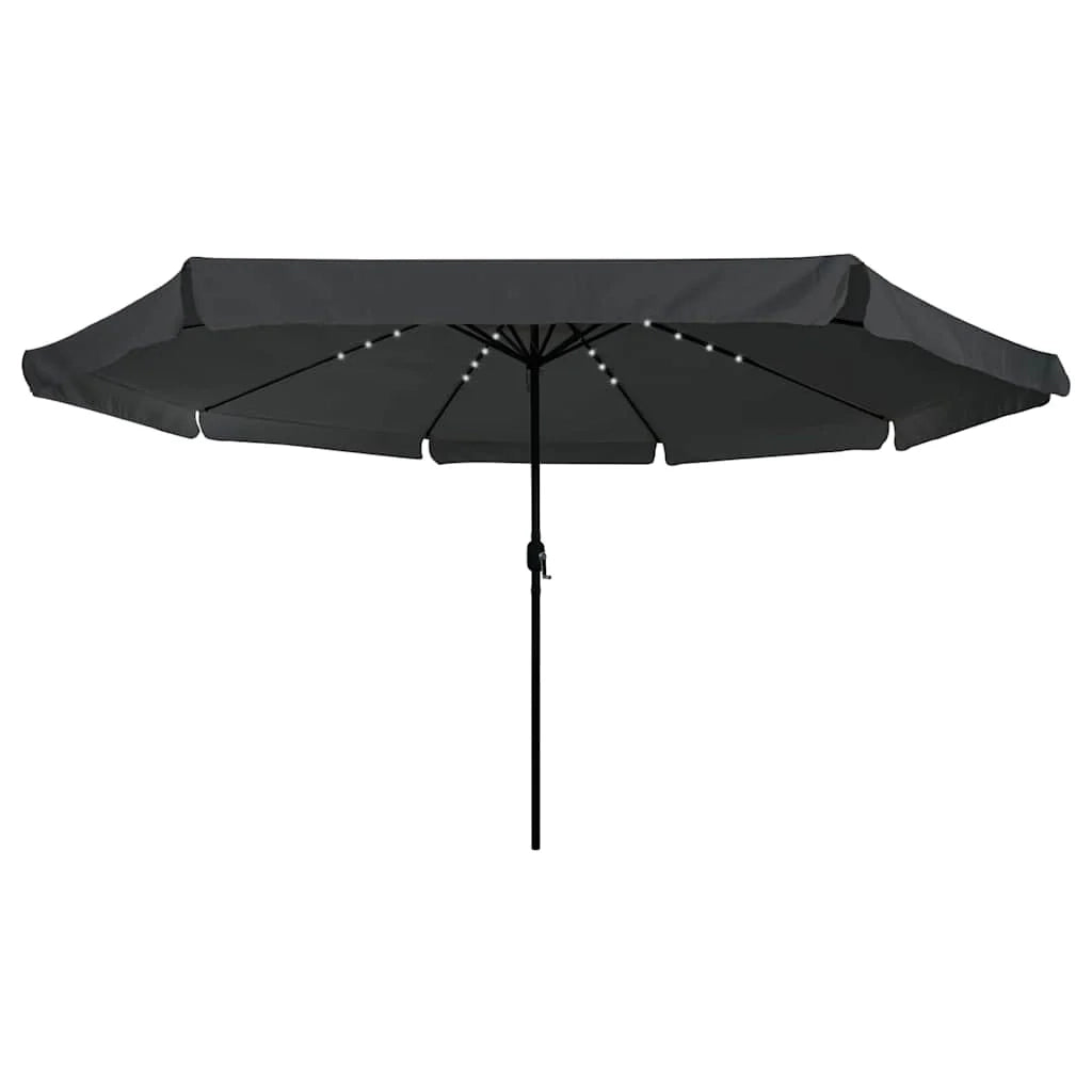 Moderno ombrellone da giardino rotondo 395 x 395 x 245 cm con illuminazione a LED resistente poliestere antracite 02_0058789