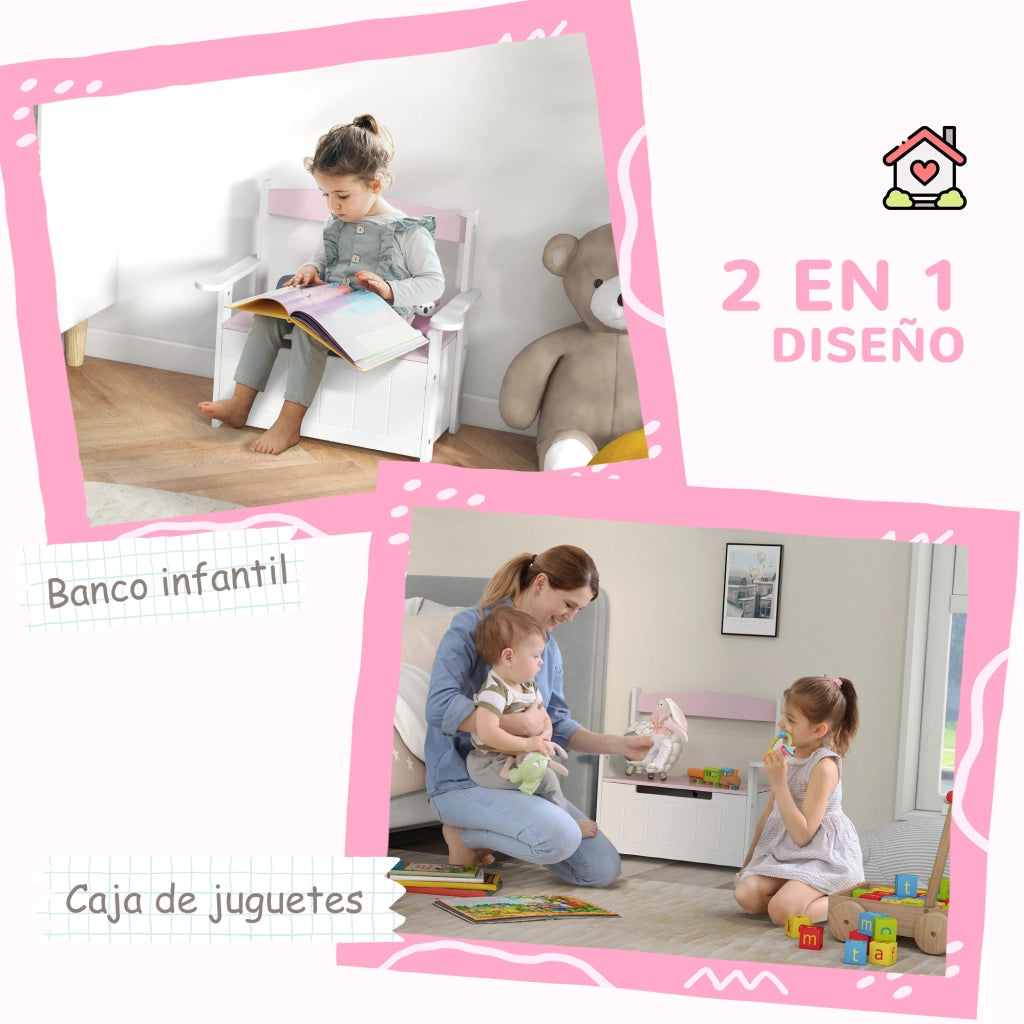 Scrivania con cassetti per bambini ¨C zephmum ¨C rosa e bianco 68.5x34x58 cm