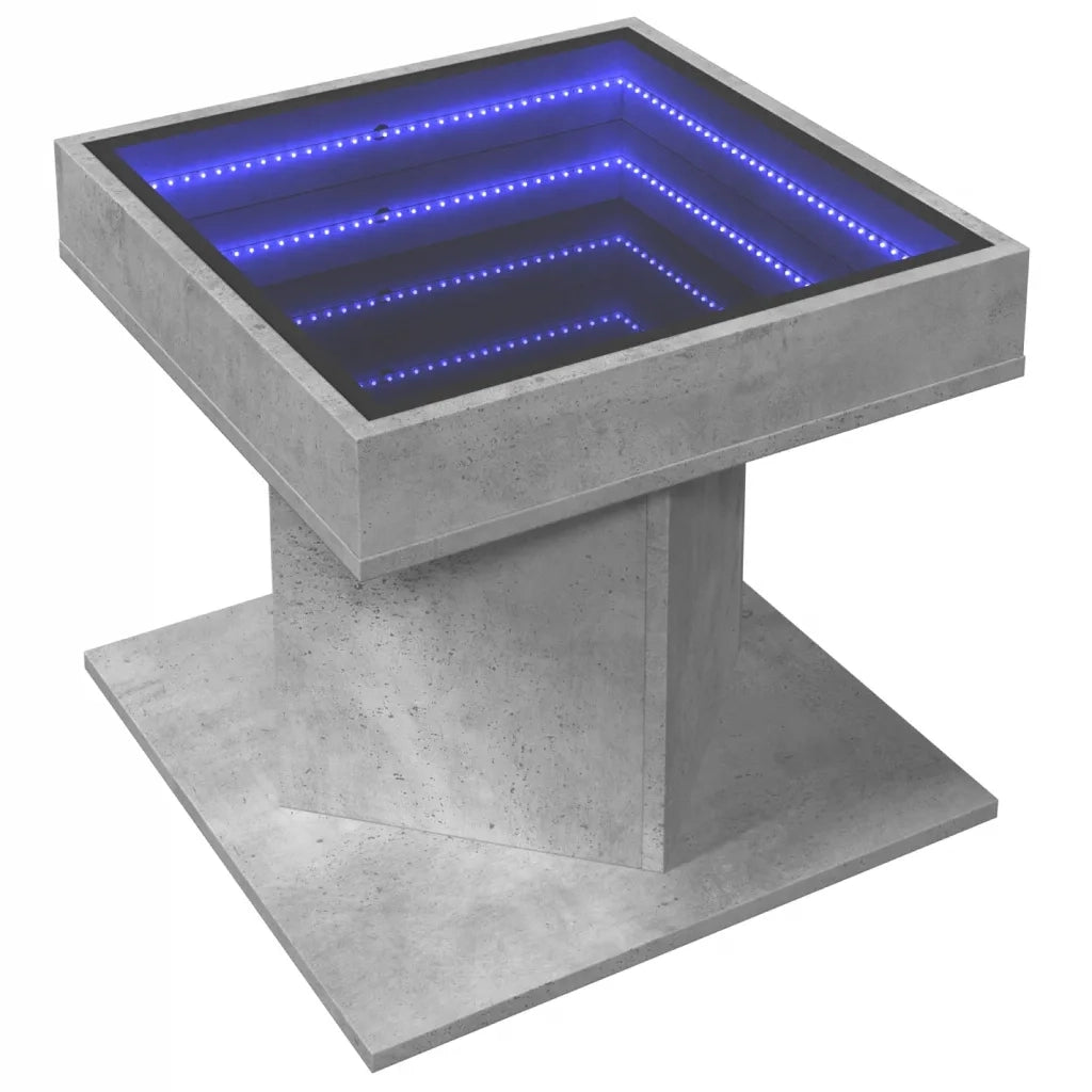 vidaXL Tavolino Salotto con LED Grigio Cemento 50x50x45 cm Multistrato