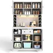 Credenza da cucina con ripiani regolabili; LED e prese integrate - in MDF - 105×40×180 cm - bianco