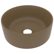 Lavabo da appoggio rotondo di lusso lavabo da bagno guardaroba cucina arredamento per la casa 40 x 15 cm ceramica crema opaca 02_0002760