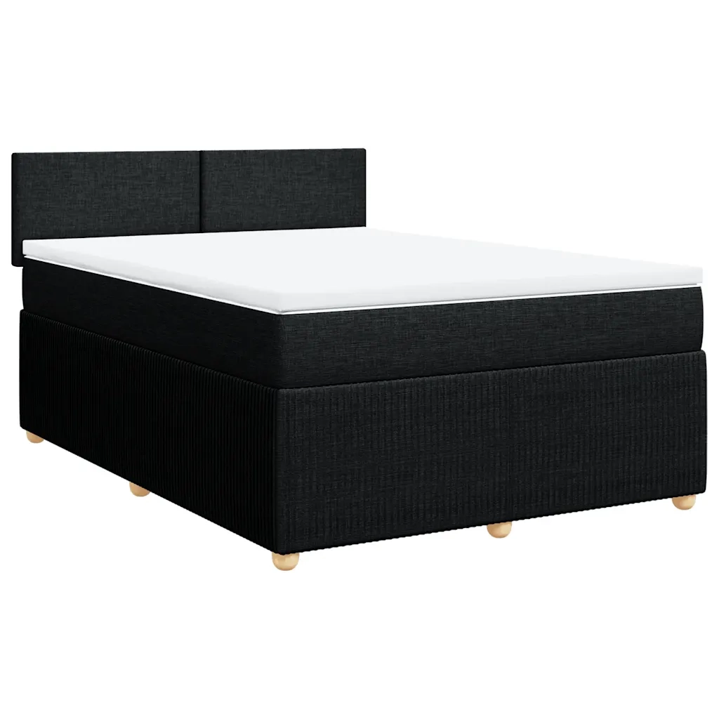 Giroletto a Molle con Materasso Nero 140x190 cm in Tessuto