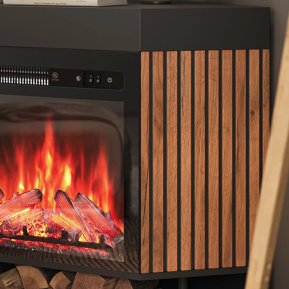 Vicco Caminetto elettrico Nero 100 cm con effetto fiamma realistico e riscaldatore da 1800W