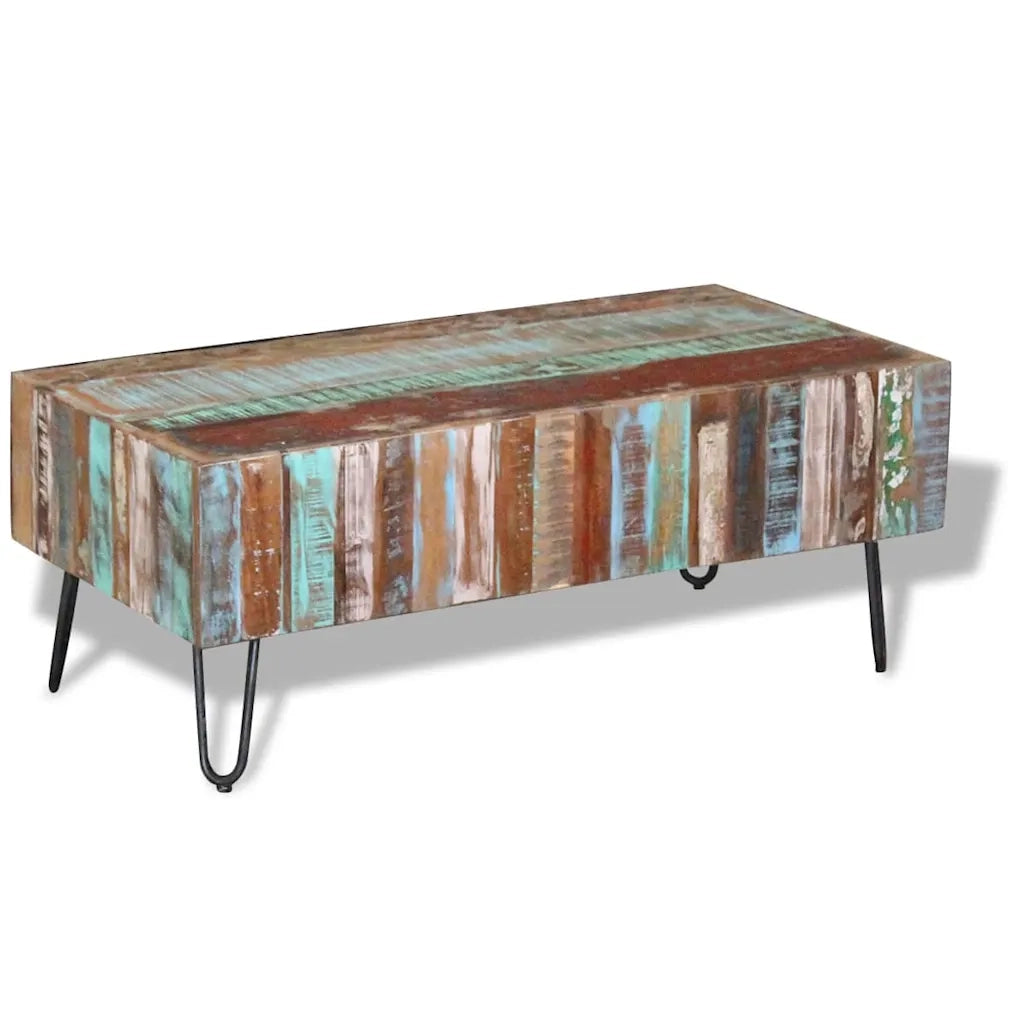 Tavolino da Salotto in Legno Massello Anticato 100x50x38 cm 243455