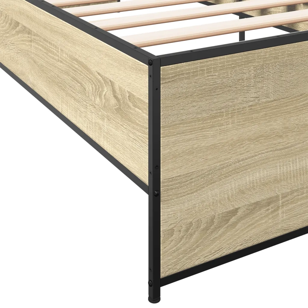 Giroletto-Struttura Letto Rovere Sonoma 75x190cm in Legno Multistrato e Metallo 541032