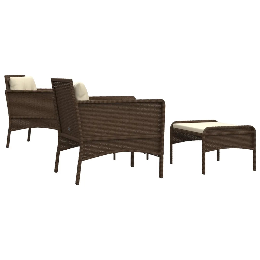 Set Divani da Giardino 5 pz | Set Salotto da Giardino con Cuscini Marrone in Polyrattan