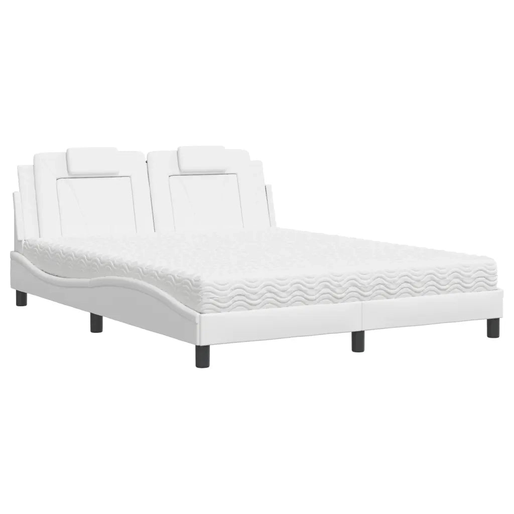 Letto Viana con Materasso Bianco 160x200 cm in Similpelle