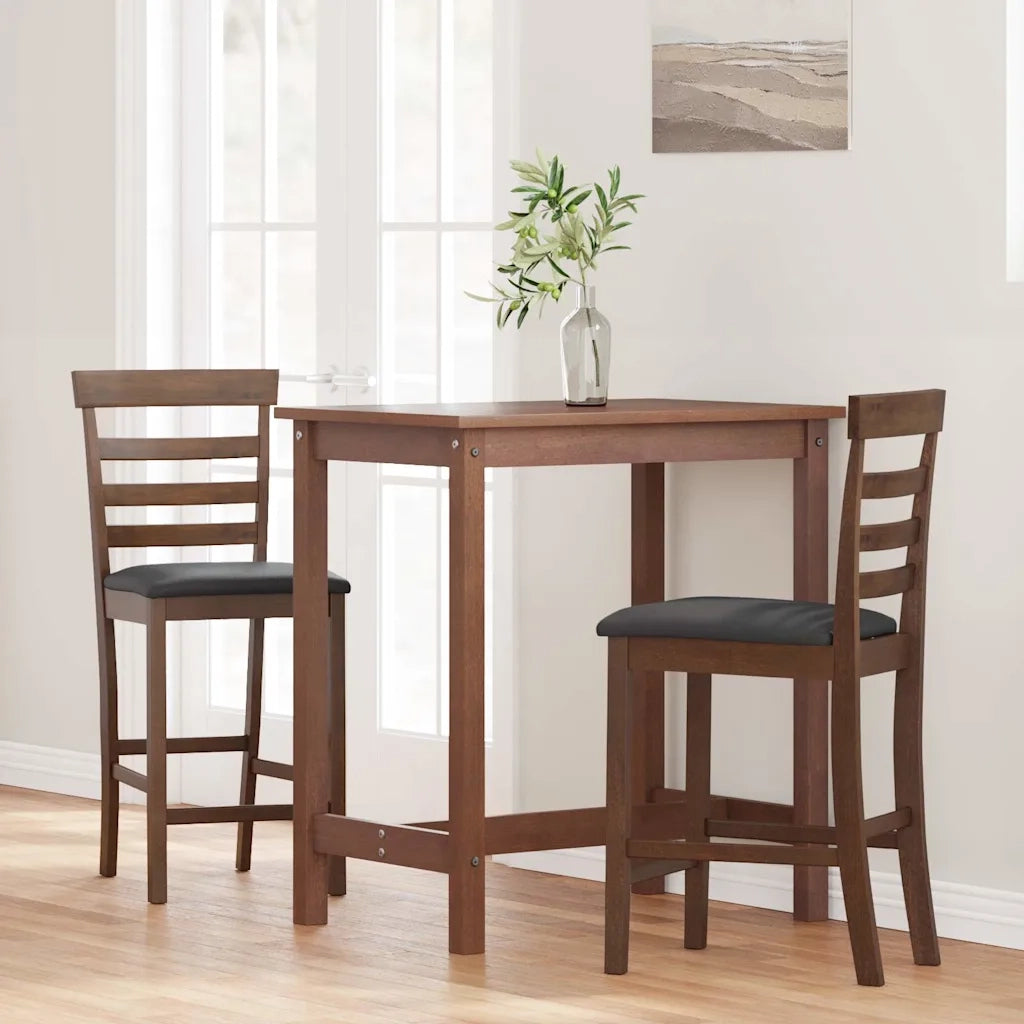 Sgabelli da Bar con Cuscini 2pz Marrone Legno Massello di Hevea 4102538