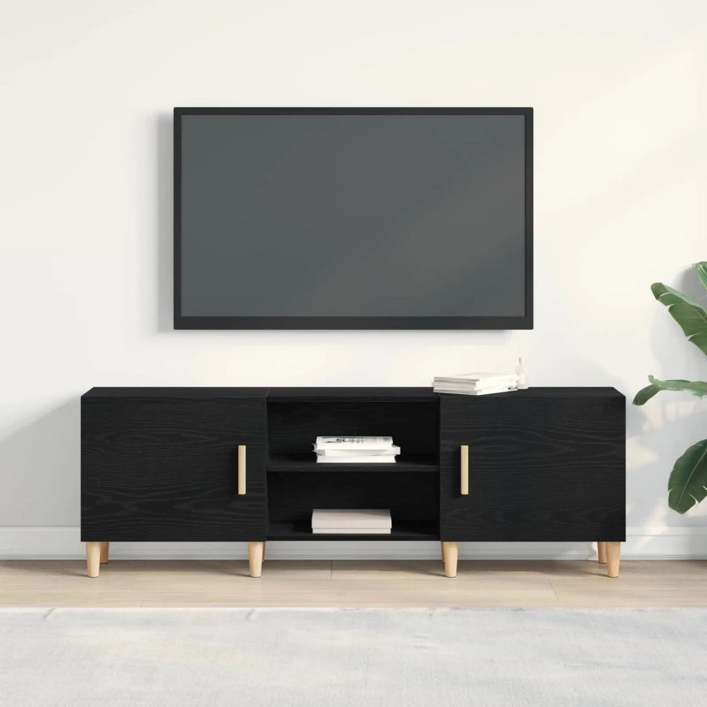 Mobile TV Rovere Nero 150 x 30 x 50 cm Legno multistrato 862797