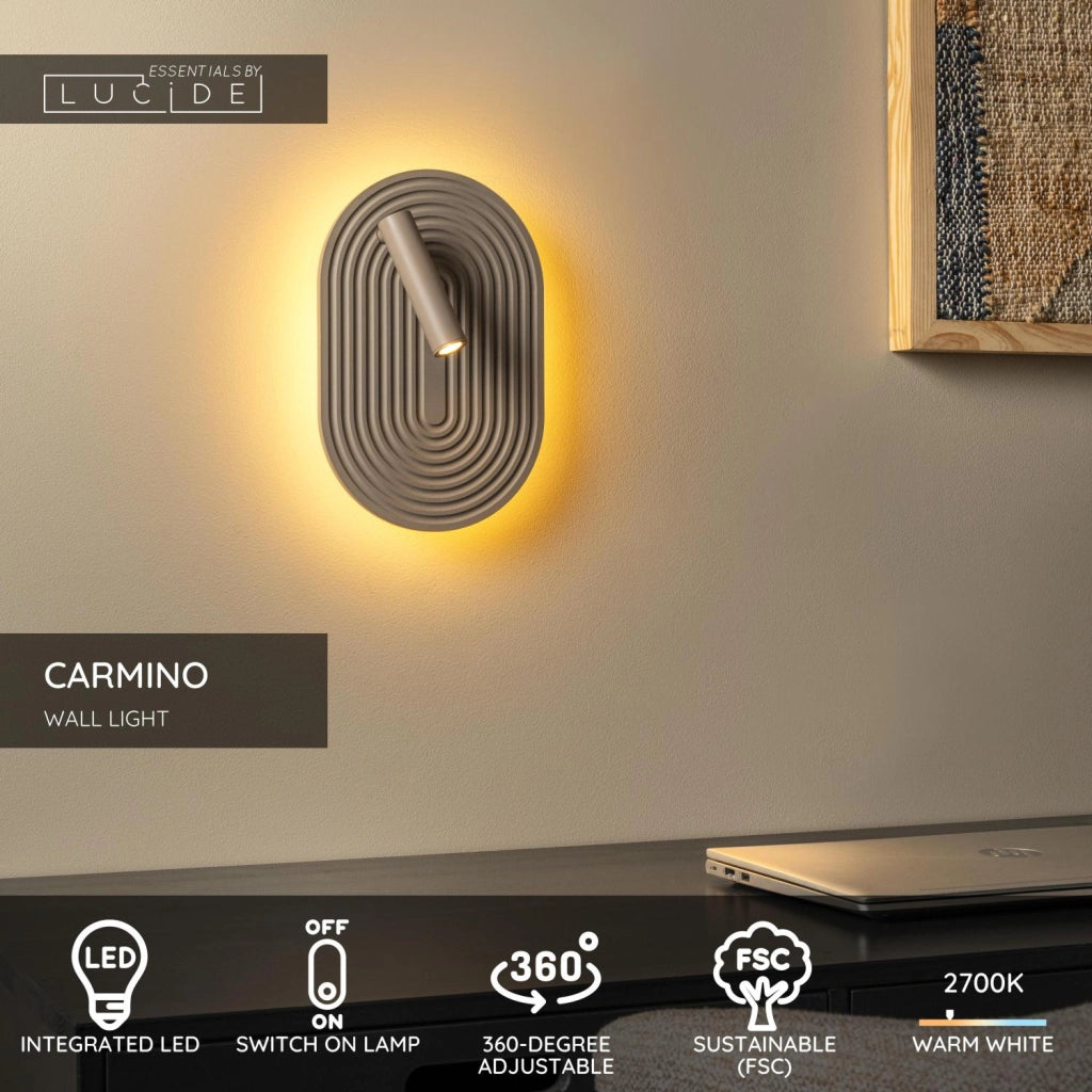 Applique LED CARMINO beige legno Lucide