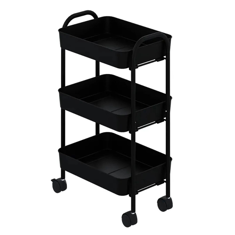 Carrello da cucina 3 ripiani in metallo con ruote Tier 45.5x32x76.4H colore nero