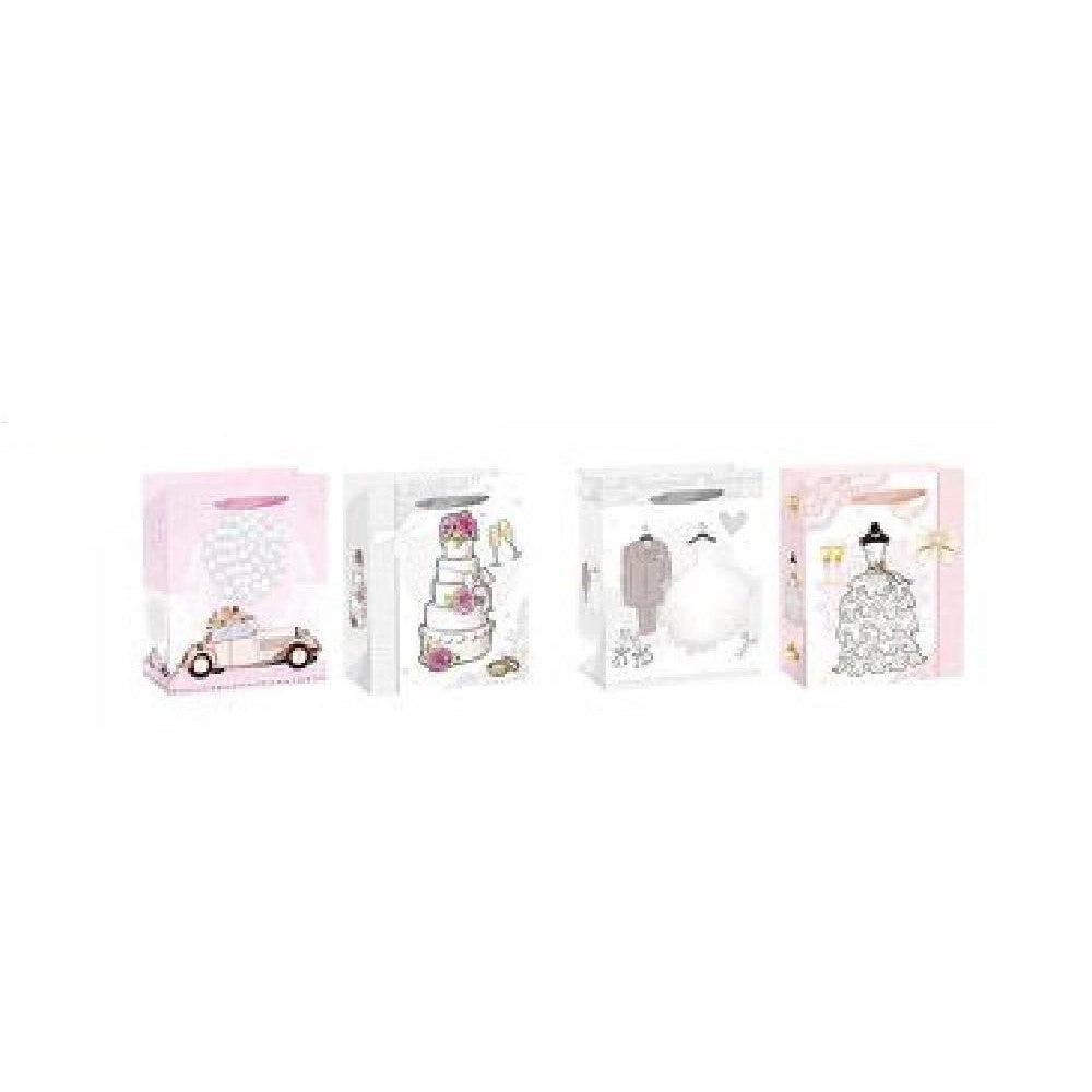 Trade Shop - 3 Buste Busta Da Regalo Sacchetto 18x23x8cm Matrimoni Nozze 63976 Varie Fantasie -