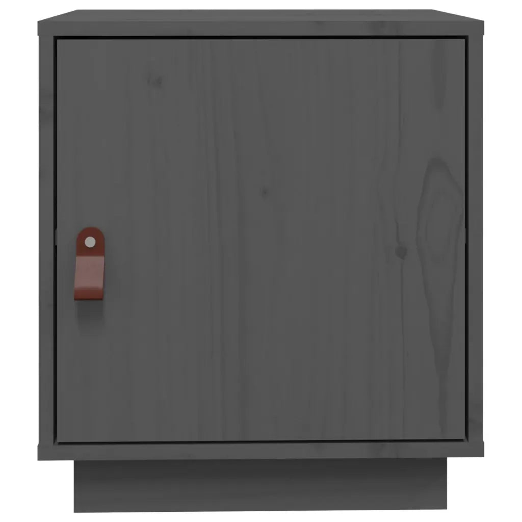 Comodino Grigio 40x34x45 cm in Legno Massello di Pino 818279