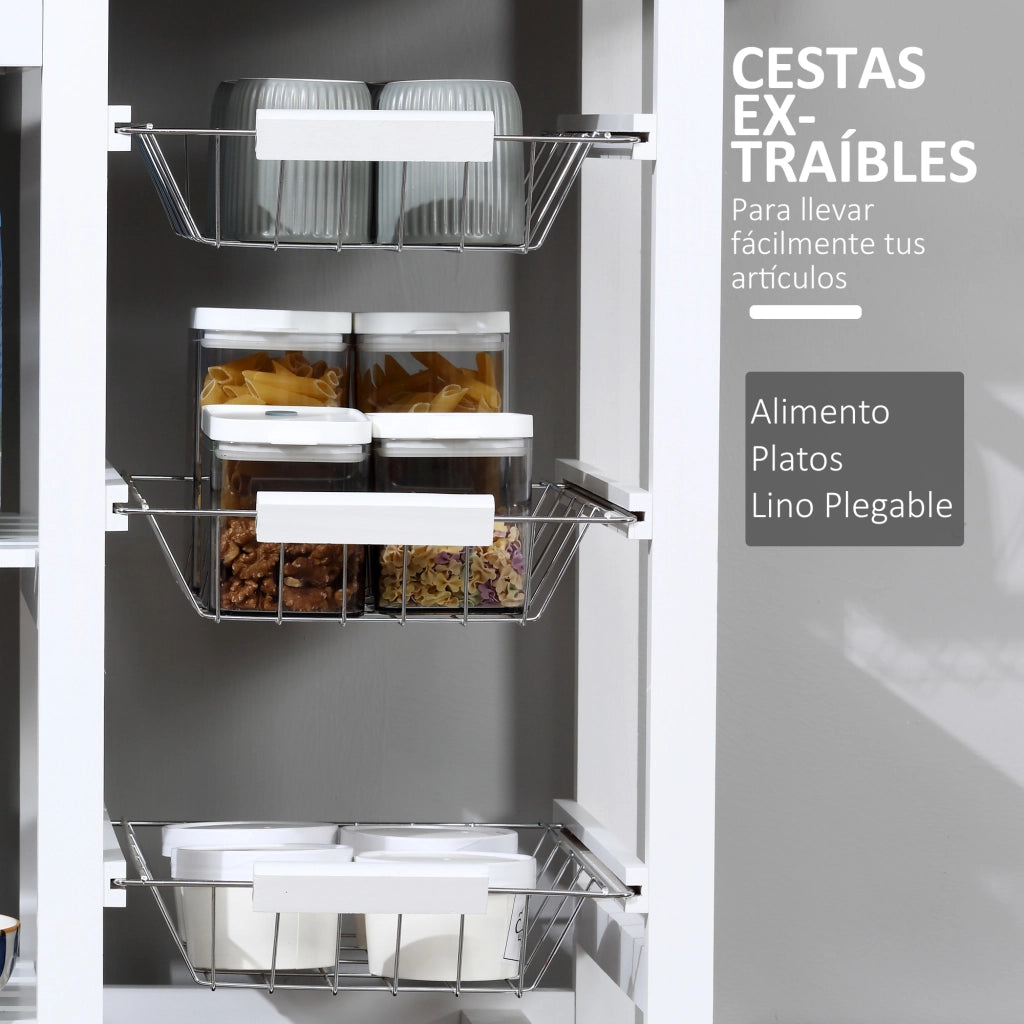 Carrello da cucina multifunzione con cassetti e cestini ¨C zephmum ¨C 92x37x82 cm bianco