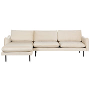 Divano angolare moderno in velluto beige chiaro con gambe nere a 4 posti Stile Retrò Moderno