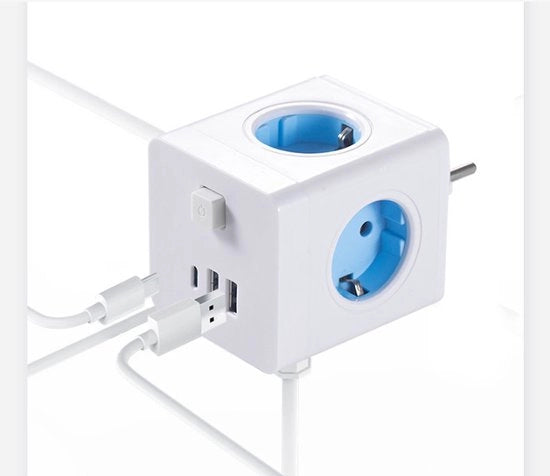 Stazione multifunzionale di alimentazione, prolunga, da unico a multi, con interruttore, con USB, fornitura cubica, adatta per uso domestico, ufficio e crociera, 1 pezzo