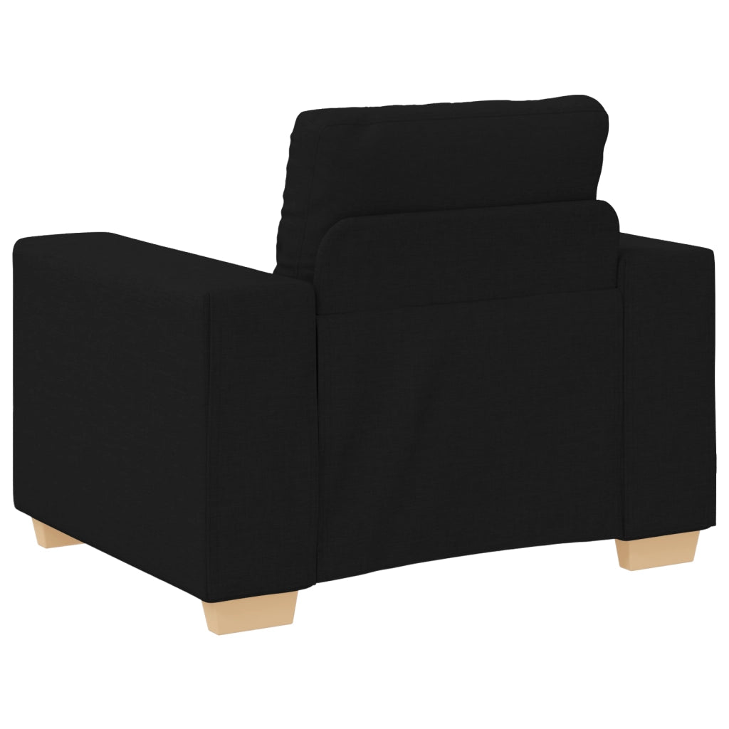 Set divano 3 pezzi con cuscini in tessuto nero