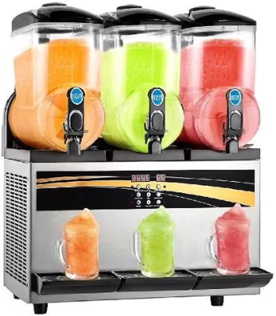 Macchina per Slush - Capacità 45L - 3 Gusti - Acciaio Inox - Con Display