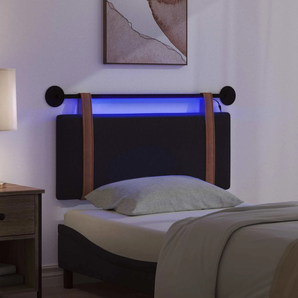 Testiera sospesa Con luce LED Nero PU Antico 3423896