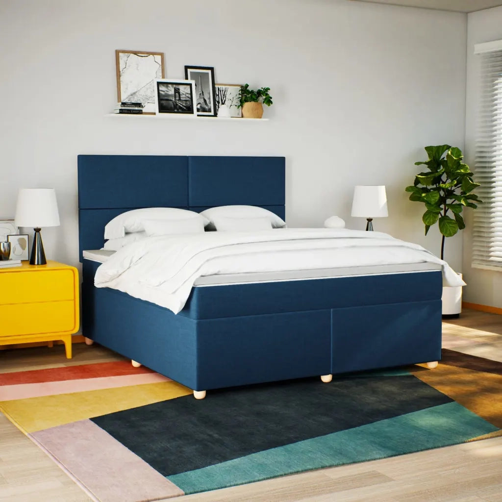 vidaXL Giroletto a Molle con Materasso Blu 180x200 cm in Tessuto