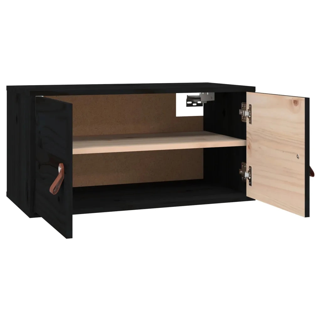 Pensili 2 pz Neri 60x30x30 cm in Legno Massello di Pino 818374
