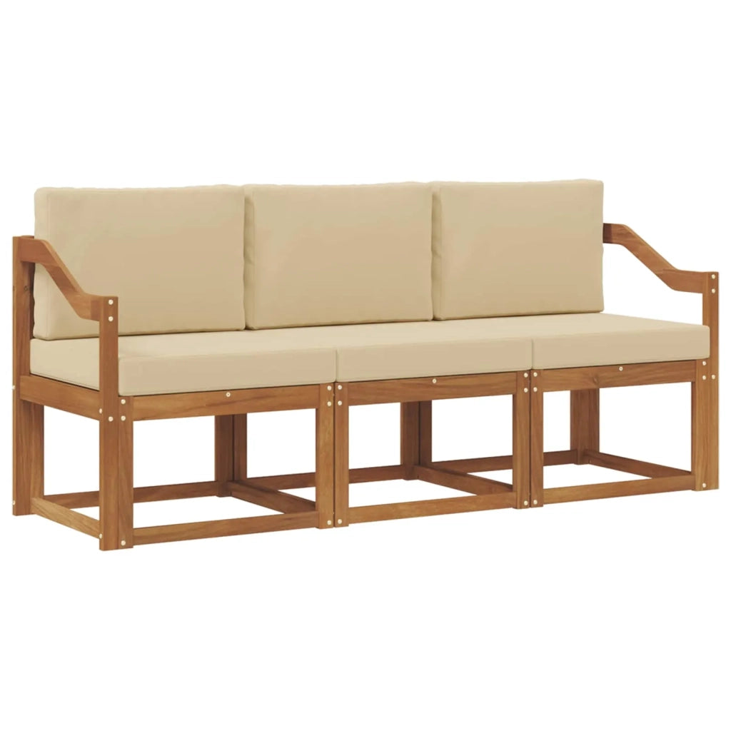 Set di divani da esterno con cuscino 3 pcs Naturale e Beige 3365956