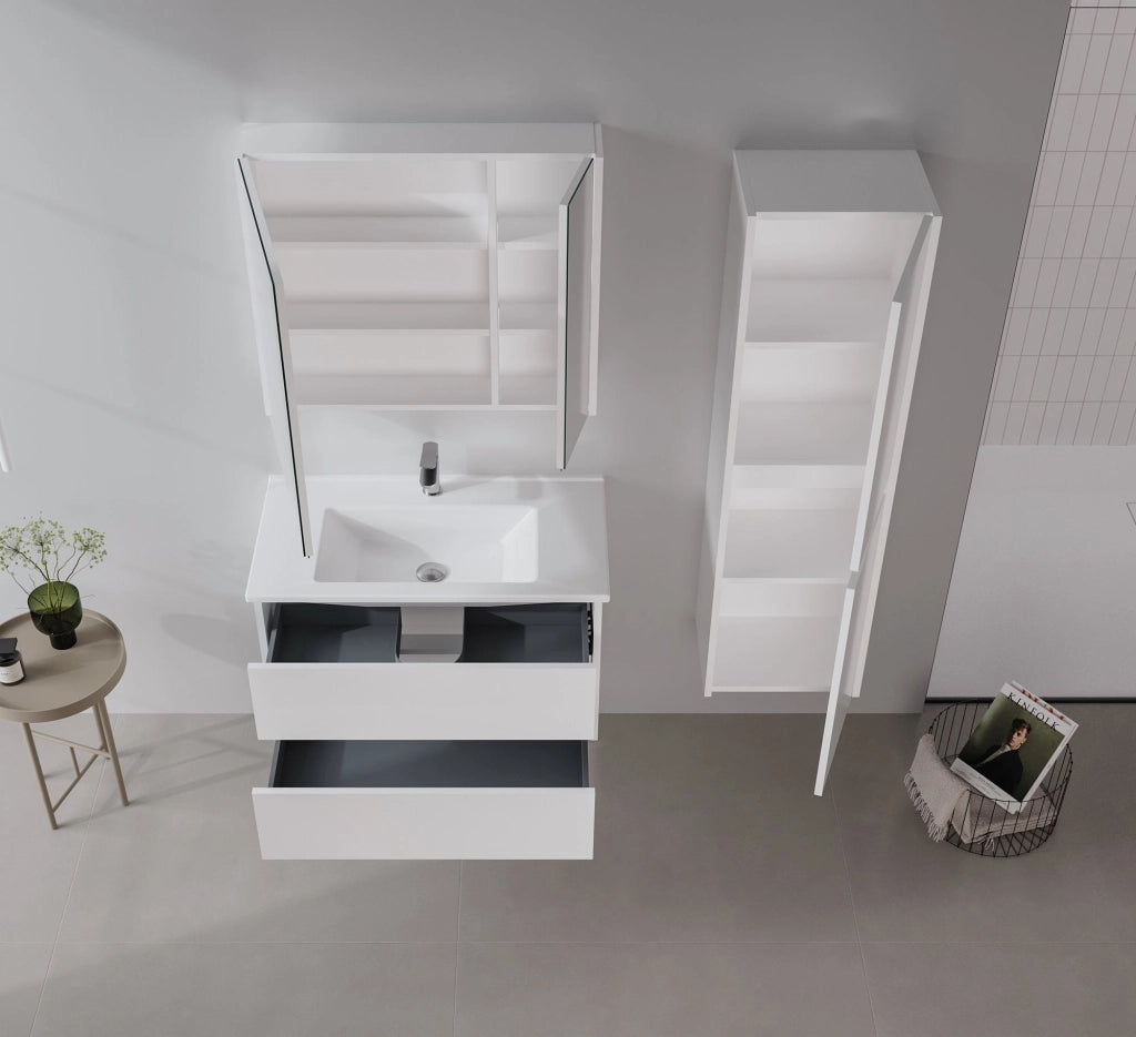 Mobile da bagno con specchio "Arno 100" - 100 x 16 x 66 cm - Bianco