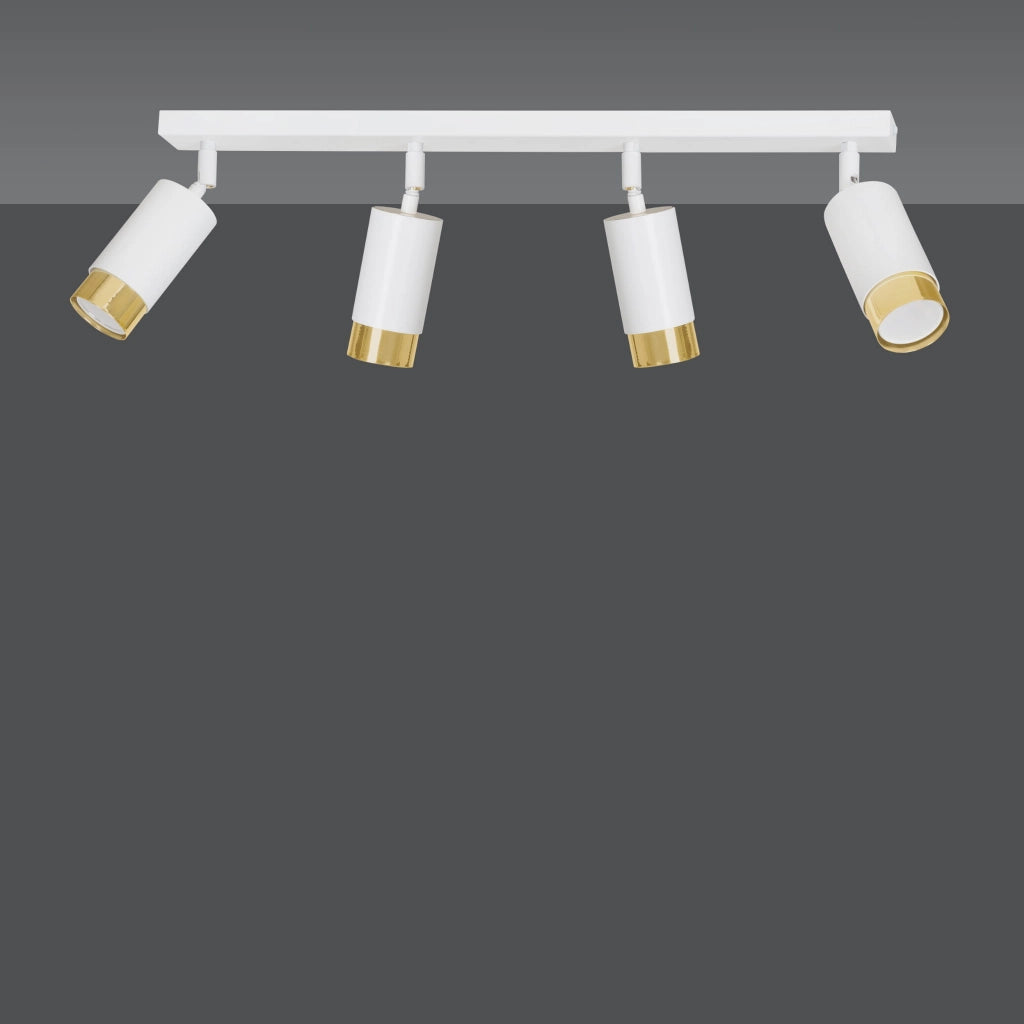 Plafoniera Emibig Hiro 4 faretti GU10 bianco oro 60cm