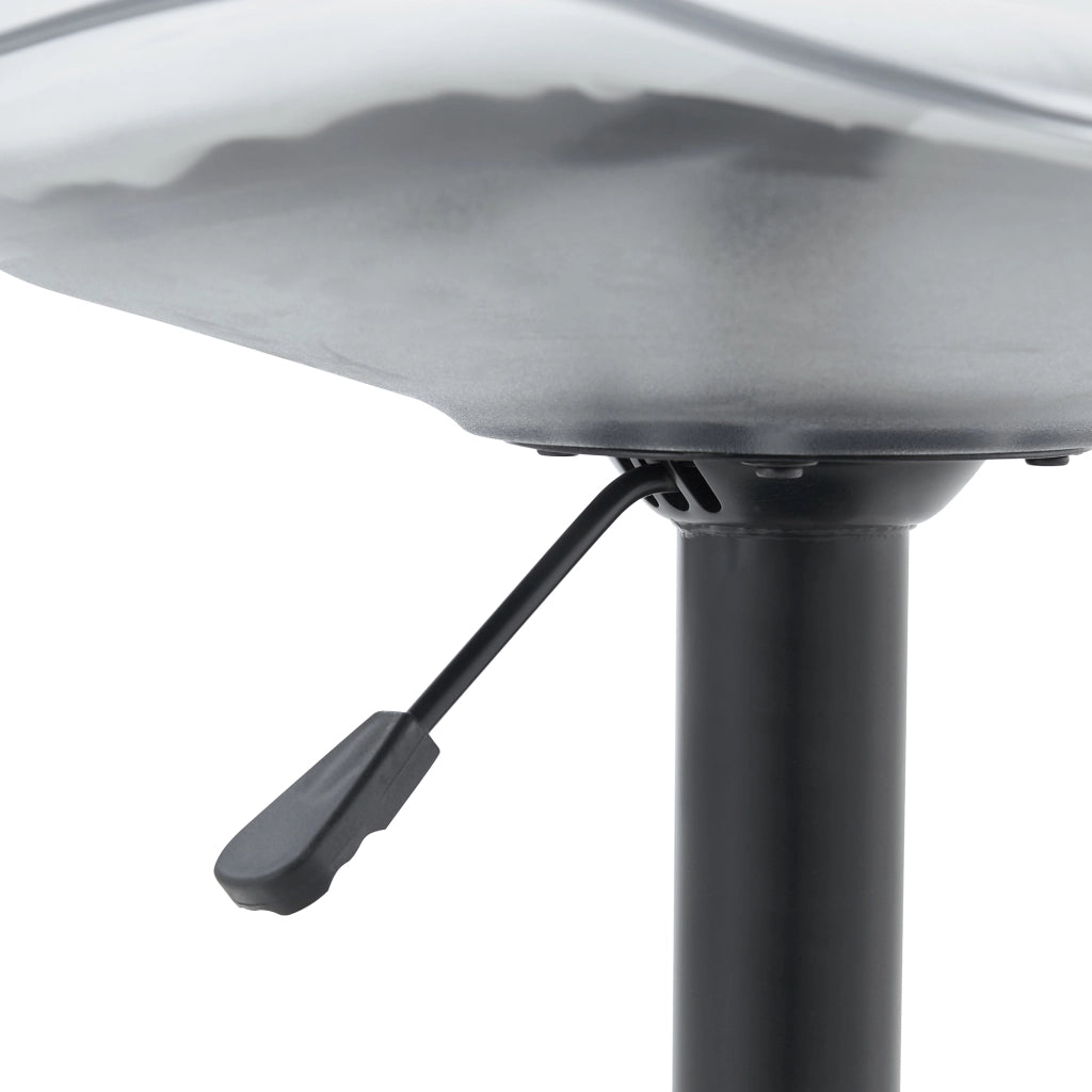 Sgabello da bar trasparente 2 pezzi con altezza regolabile e rotazione 360° in metallo e plastica nera