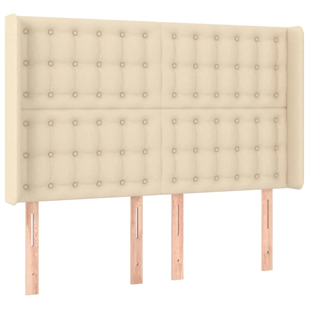 Letto a Molle con Materasso e LED Crema 140x190 cm in Tessuto