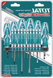 Set di chiavi a cricchetto a 18 pezzi - Vanadio cromo - Punta magnetica - Inclusi 4 chiavi a cricchetto a testa a sega - 4 chiavi a cricchetto a testa a croce - 10 chiavi a cricchetto precise