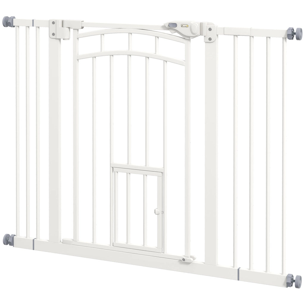 Cancello per Bambini e Cani con Chiusura Automatica ¨C zephmum ¨C 100x4x76 cm Bianco