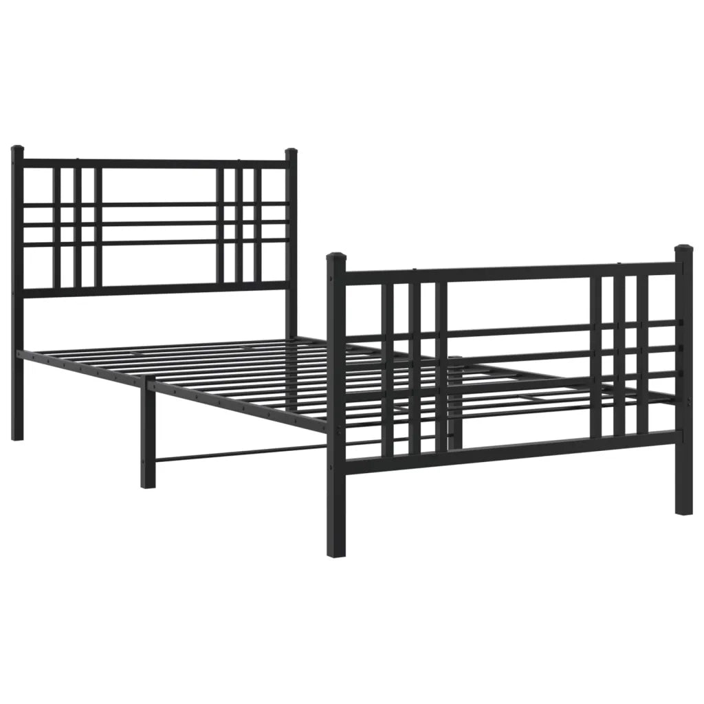 Giroletto con Testiera e Pediera Metallo Nero 100x200 cm 376337
