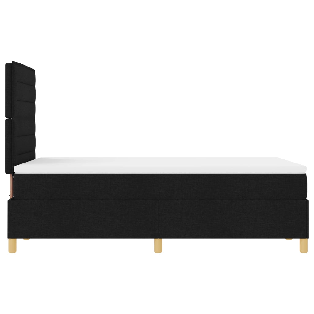 Letto con box spring e materasso nero di tessuto matrimoniale piccolo